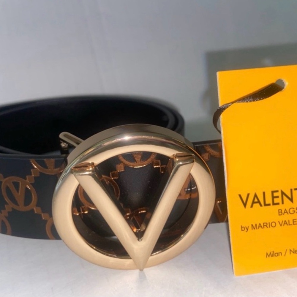 Valentino baby monogram gold logo leather belt  Authentic & New